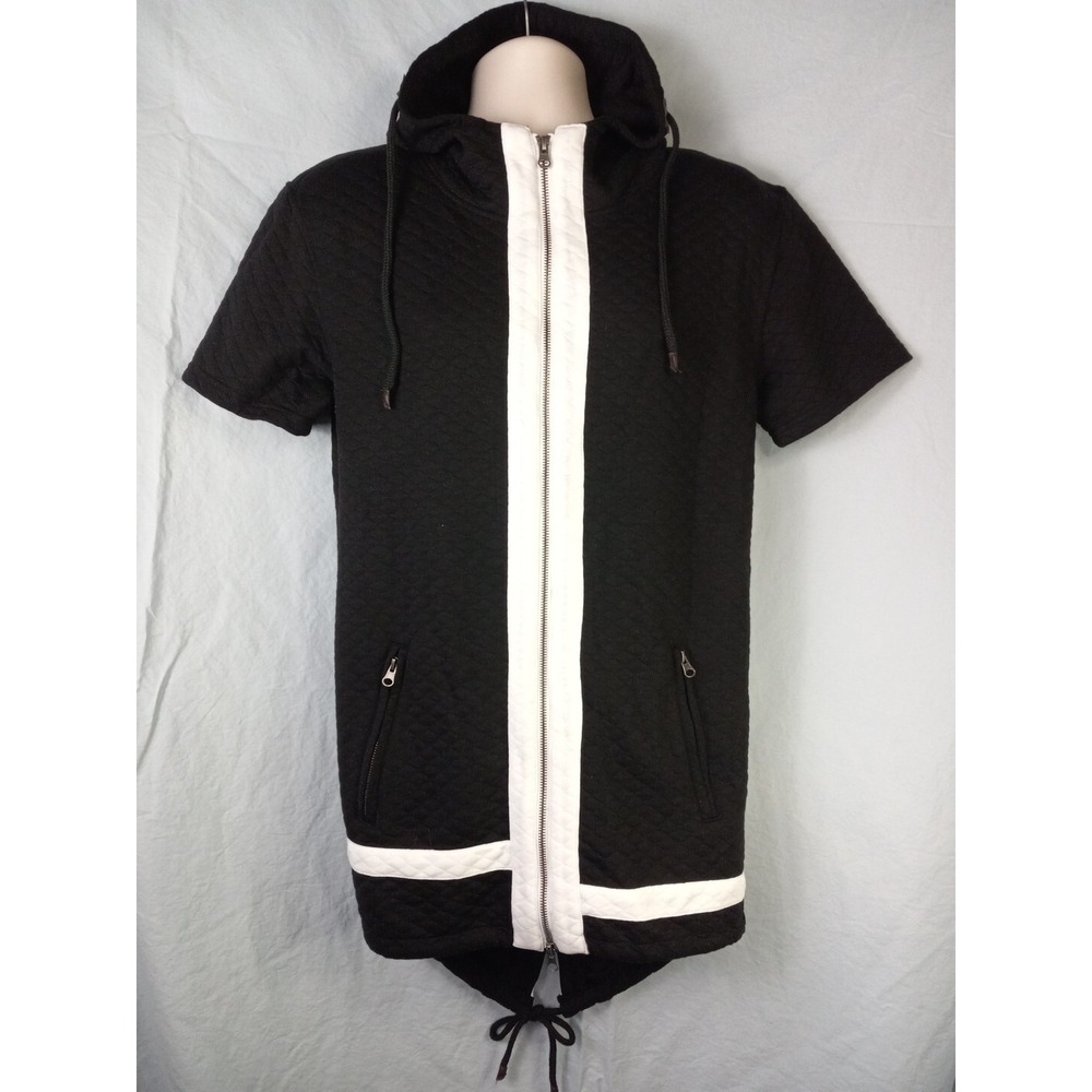 NX3 Black White Music Movement Lifestyle Shortsleeve Long Tail Hoodie‎ Size M